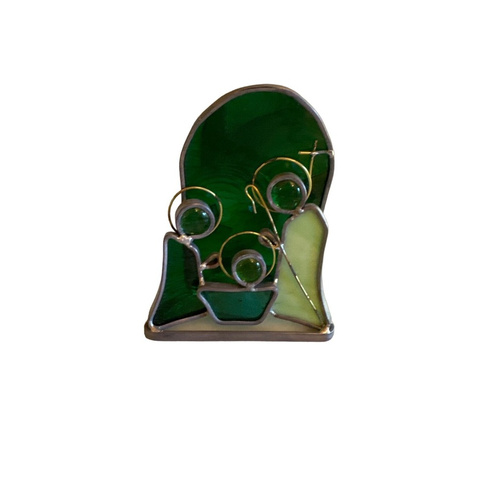 Unbranded Nativity Scene Green Stained Glass Holy Family Minimalist Figurine